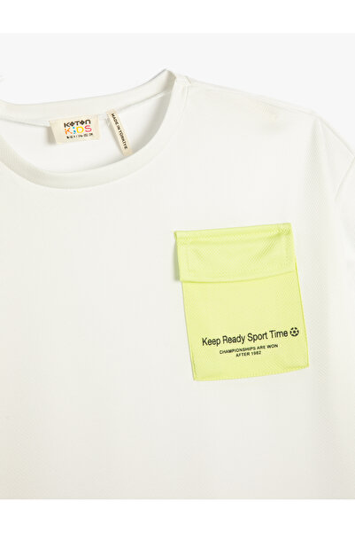 Koton T-Shirt Short Sleeve Crew Neck Flap Pocket Detailed