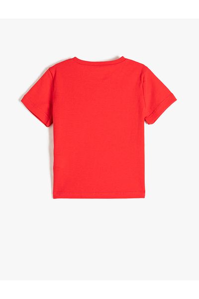 Koton Cotton Short Sleeve Printed Sequin T-shirt