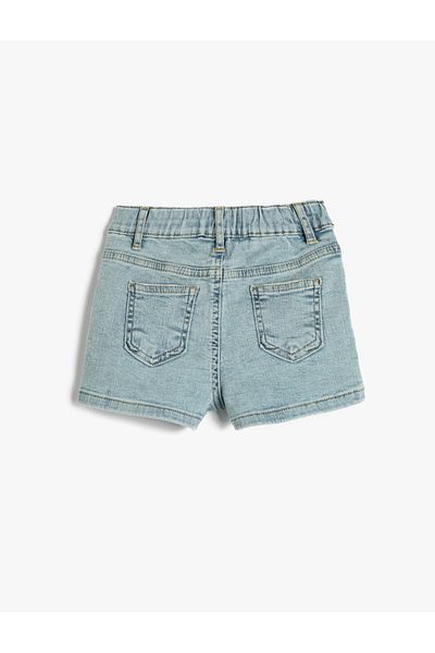 Koton Pantaloni scurți din denim cu buzunare, bumbac, talie elastică reglabilă