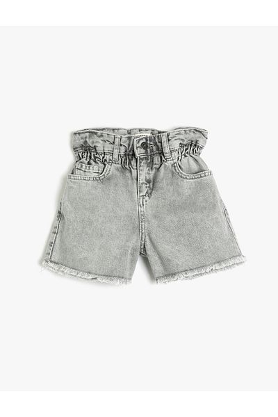 Koton Denim Shorts Elastic Waist Pocket Cotton