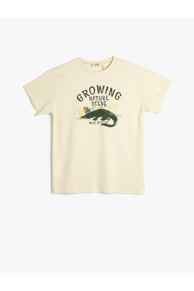 Koton Μπλουζάκι με κοντό μανίκι με λαιμόκοψη από κροκόδειλο