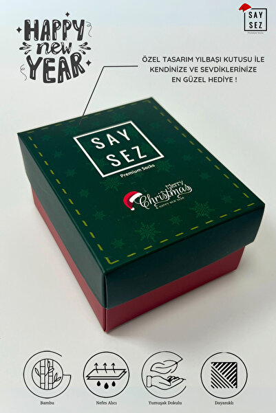 SAYSEZ Bamboo Colored Patterned Christmas Socks - Men's and Women's Gift 3-Pack Christmas