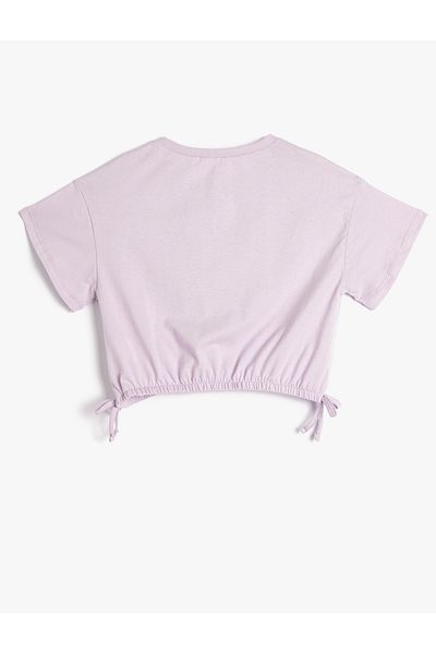 Koton Tricou oversize crop, cu imprimeu cu animale, cravată în talie elastică din bumbac