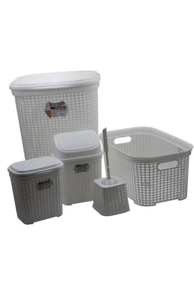 Genel Markalar Mrd-307 Petek 5 Li Banyo Çeyiz Seti Beyaz-67