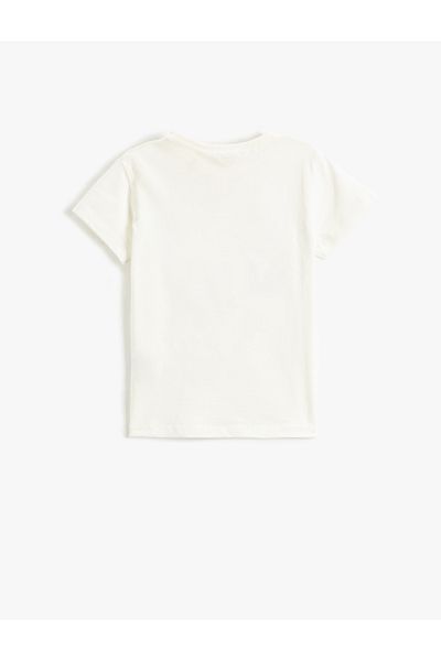 Koton T-shirt Crew λαιμόκοψη κοντό μανίκι πεταλούδα εμπριμέ βαμβακερό