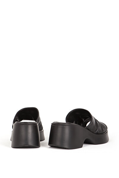 Dericlub Γυναικείες παντόφλες με τακούνι πλατφόρμας - Real Leather Zy 7841