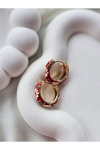 bej jewelry أقراط دائرية من الفولاذ الأحمر الملون