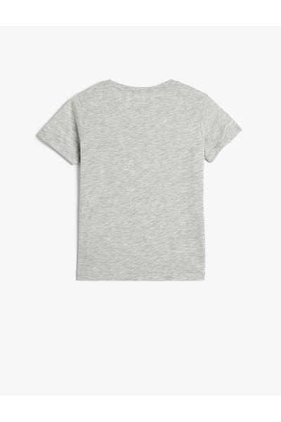 Koton T-Shirt mit kurzen Ärmeln und Rundhalsausschnitt aus bedruckter Baumwolle mit Tokio-Aufdruck