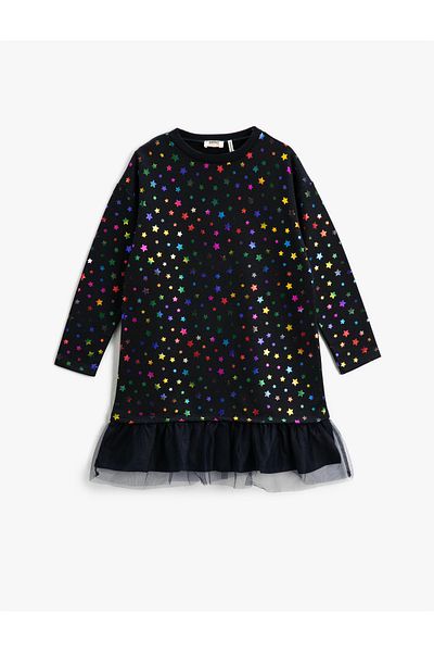Koton Sweatkleid mit Tülldetail und glänzendem Sternenmuster