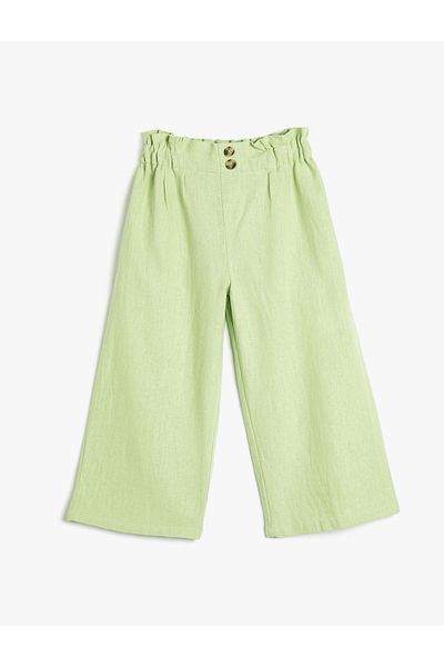 Koton Wide Leg Trousers with Elastic Waist Cotton Comfortable Cut