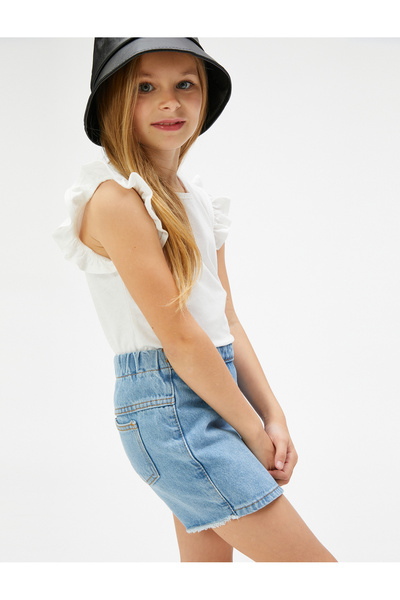 Koton Μπλουζάκι Basic Ruffle Αμάνικο