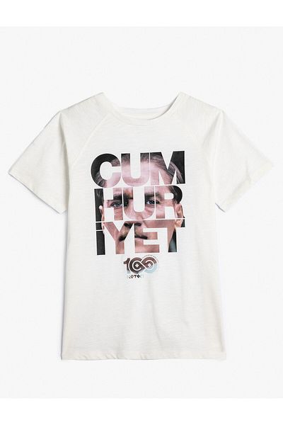 Koton T-Shirt Ataturk εμπριμέ κοντομάνικο βαμβακερό