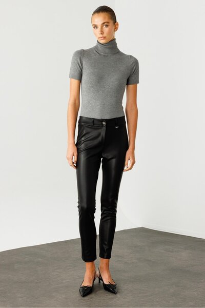 Moda İlgi Modailgi  Deri Tayt Pantolon Siyah