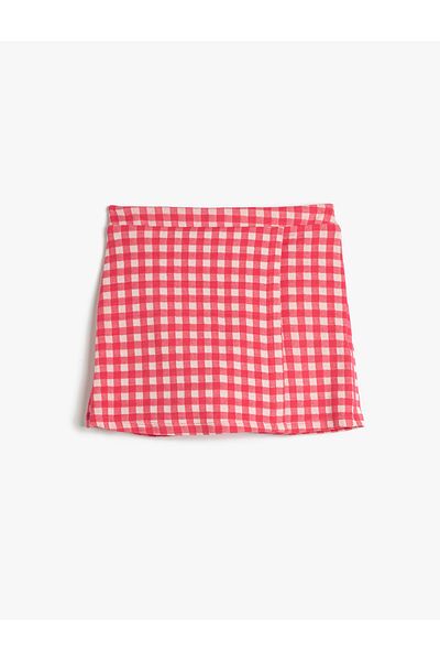 Koton Shorts Skirt Elastic Waist Checked
