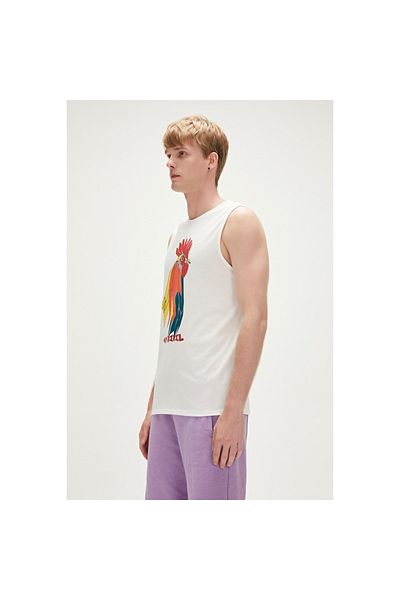 Bad Bear Cockerel Men's White Round Neck Undershirt