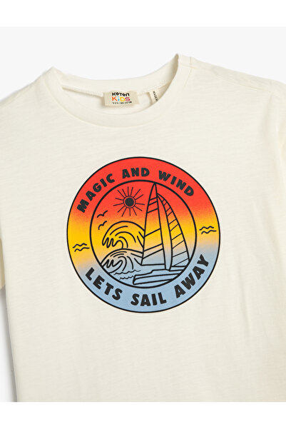 Koton Tričko s krátkým rukávem a výstřihem z bavlny