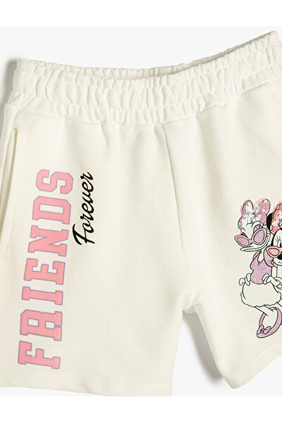 Koton Minnie Mouse and Daisy Duck - Cotton, Pocket and Elastic Waist Shorts