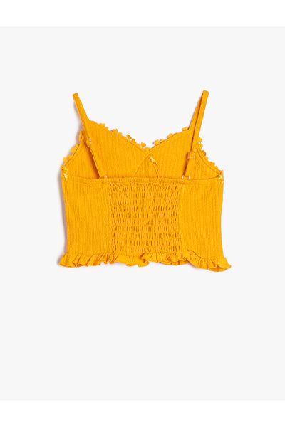 Koton Crop Top mit Trägern, strukturiertem Blumenmuster