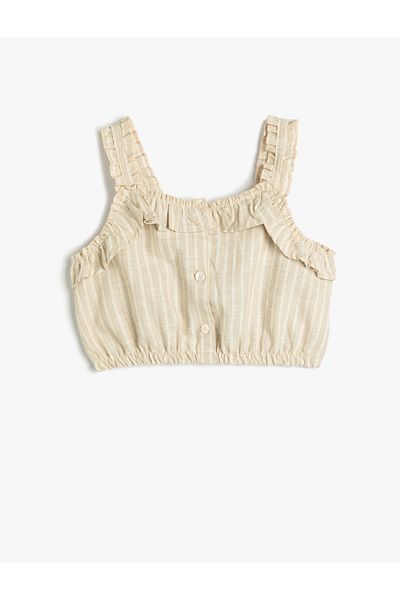 Koton Crop Blouse Strap Frill Buttoned