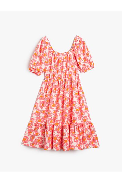 Koton Rochie Lungă Floral Balon Mâneci Gât rotund Croială relaxată