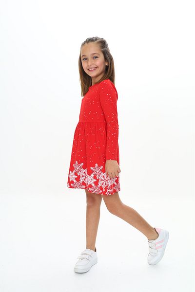 Toontoy Girl's Snowflake Printed Dress