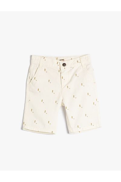 Koton Chino Shorts with Pockets, Cotton, Adjustable Elastic Waist