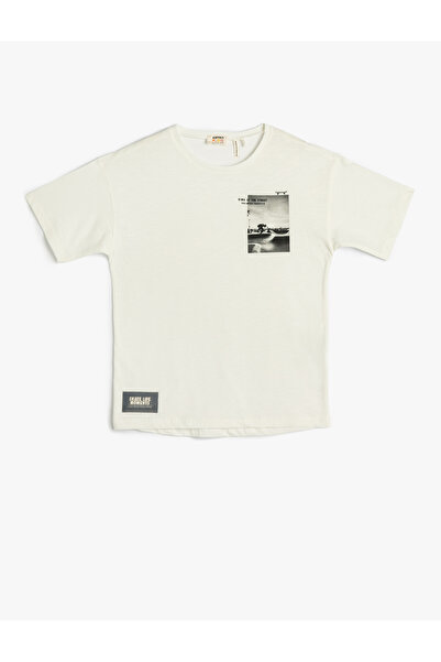 Koton Памучна тениска с къс ръкав и кръгло деколте