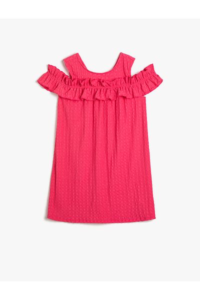 Koton Rochie Midi Fără mâneci Volane Gât rotund Texturat