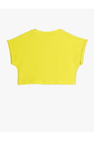 Koton Crop T-Shirt Oversize Short Sleeve Crew Neck Cotton