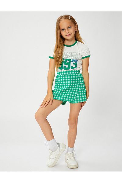Koton T-Shirt College με εμπριμέ κοντό μανίκι, βαμβακερή λαιμόκοψη