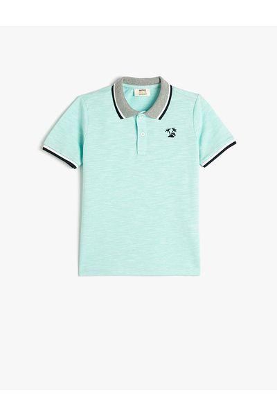 Koton Tricou polo cu mânecă scurtă, cu nasturi, detaliu brodat din bumbac