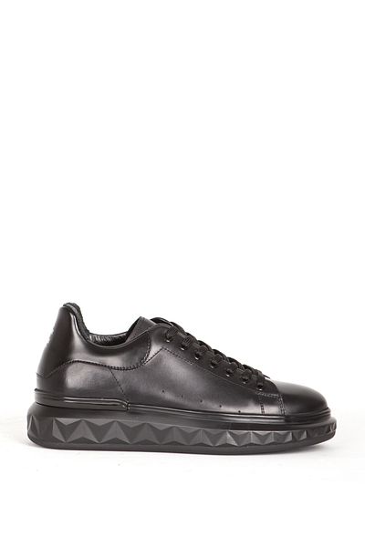MARCOMEN Thick Sole and Lace-up Comfortable Men's Shoes - Genuine Leather 19369 Black