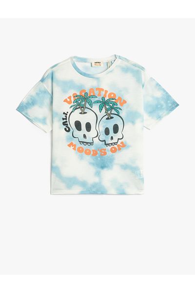 Koton Tricou cu model batik cu mânecă scurtă cu decolteu cu craniu imprimat