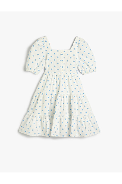 Koton Šaty Midi Puntíkatý balonový rukáv podšitý bavlnou do U krku