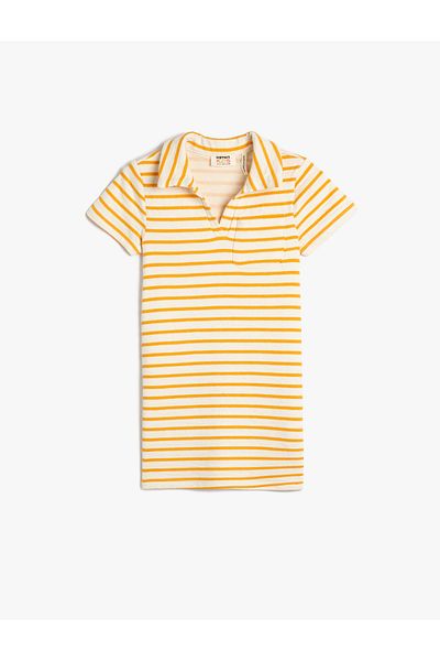 Koton Kleid Mini-Polo-Ausschnitt mit kurzen Ärmeln