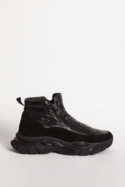 MARCOMEN 16218 Ανδρικές μπότες από γνήσιο δέρμα Nubuck με ύφασμα αλεξίπτωτου μαύρο
