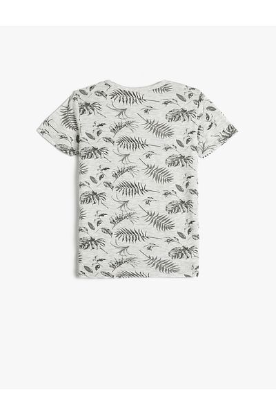 Koton Tricou cu mânecă scurtă cu decolteu și bumbac imprimat