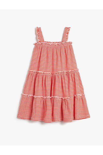 Koton Dress Midi Length Checkered Strap Comfortable Cut