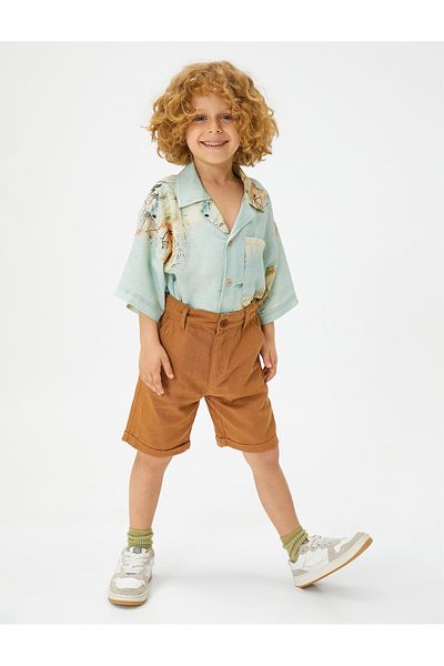 Koton Linen Shorts Buttoned with Pockets