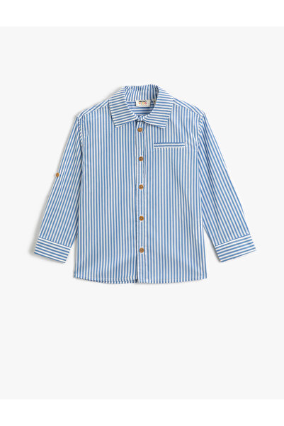 Koton قميص قطني بأكمام طويلة وجيب