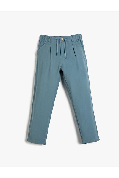 Koton Tight Leg Trousers with Tie-Up Waist and Elastic Pockets