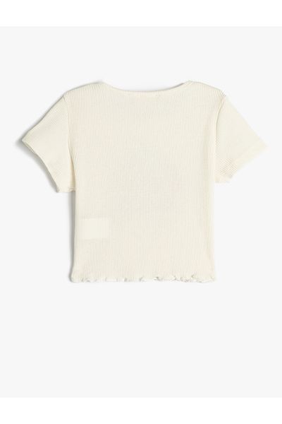Koton T-Shirt Short Sleeve Crew Neck Printed Ribbed