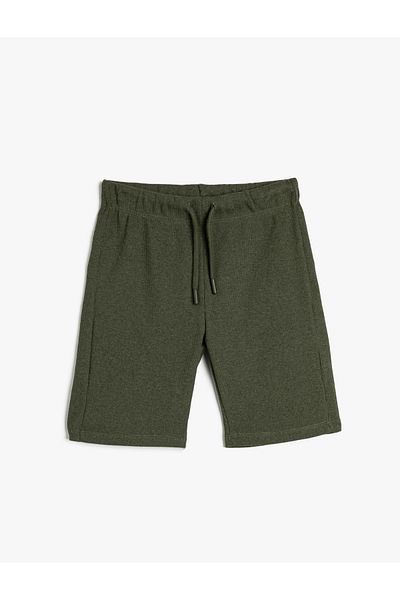 Koton Pantaloni scurți de bază cu cravată în talie bumbac texturat