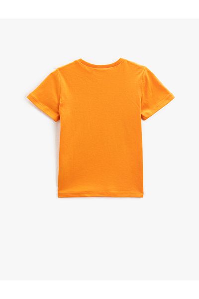 Koton Bawełniany T-shirt z krótkim rękawem i nadrukiem z okrągłym dekoltem