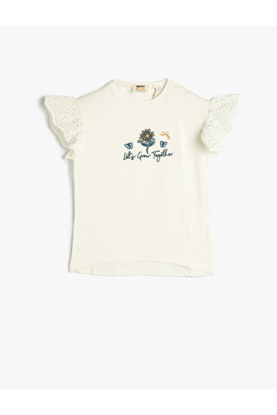 Koton Βαμβακερό μπλουζάκι με κοντό μανίκι Crew λαιμόκοψη