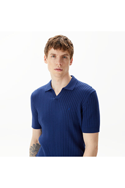 Nautica Erkek Mavi Classic Fit Kısa Kollu Triko