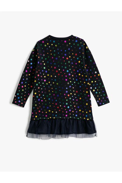 Koton Sweatkleid mit Tülldetail und glänzendem Sternenmuster