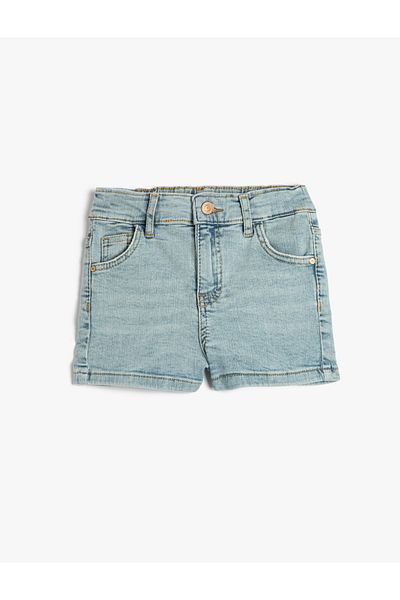 Koton Pantaloni scurți din denim cu buzunare, bumbac, talie elastică reglabilă