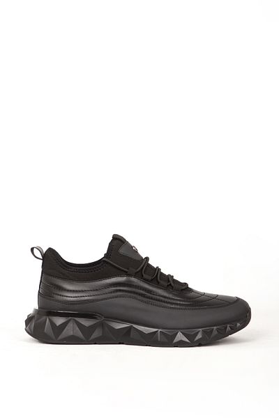 MARCOMEN Men's Casual Comfort Shoes - Genuine Leather, Thick Sole, Mc 18354 Black
