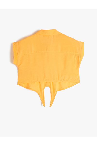 Koton Shirt Short Sleeve Tie Front Pocket Modal Blend